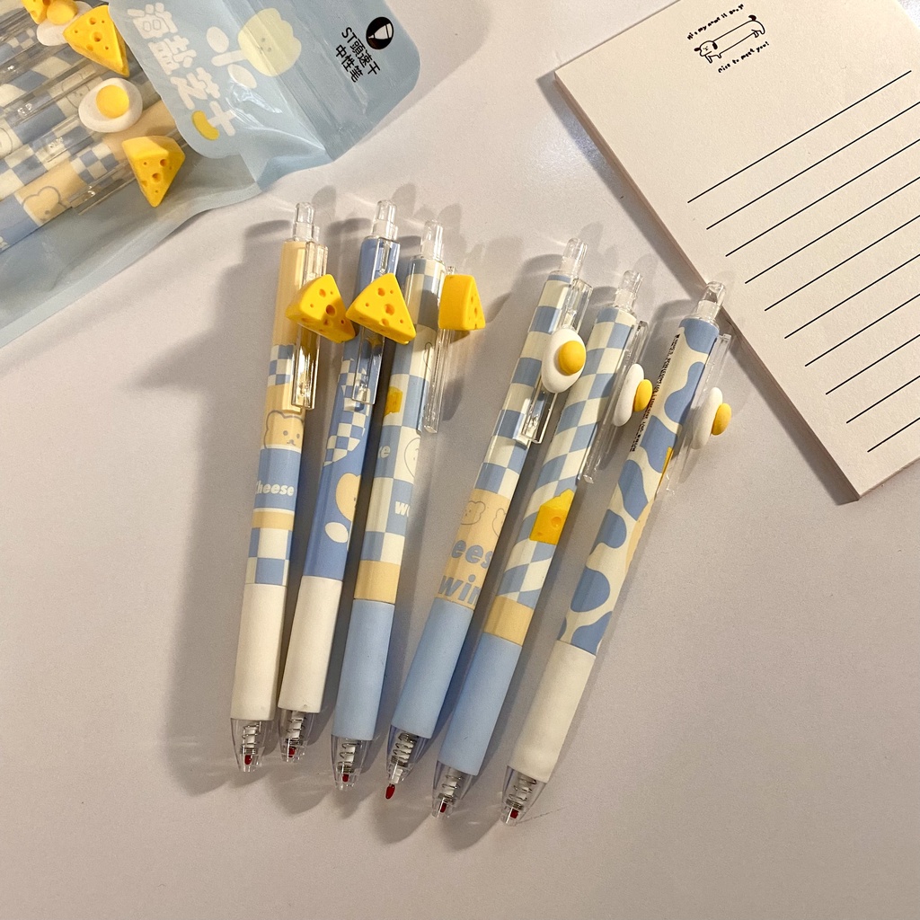 Bút gel bấm Umei Sea Salt & Cheese nắp cài trứng,cheese ngòi kim mực đen BUM-2675