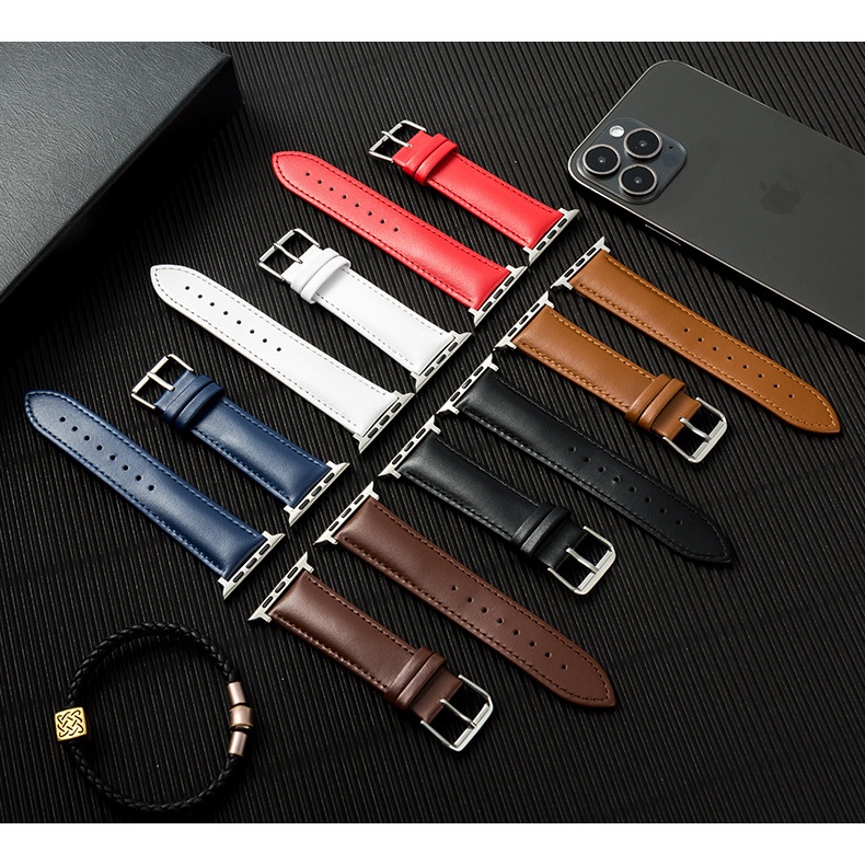 Dây da bò MỀM 40mm 44mm 38mm 42mm cho đồng hồ AW IWatch Series 3 4 5 6 7