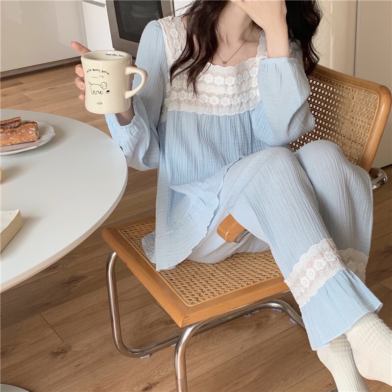 🌸SALE🌸Set ngủ ulzzang tiểu thư nhập hàng cao cấp (ảnh thật và clip)