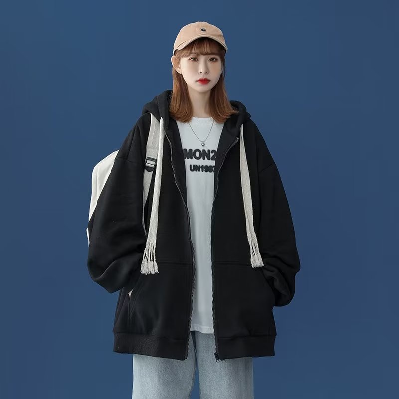 Áo Khoác Cardigan Có Mũ Trùm Dáng Rộng Phối Khóa Kéo Thời Trang Hàn Quốc Cho Nam fashion áo hoodie nữ simple hoodie unisex áo hoodie nam nữ  bigsize