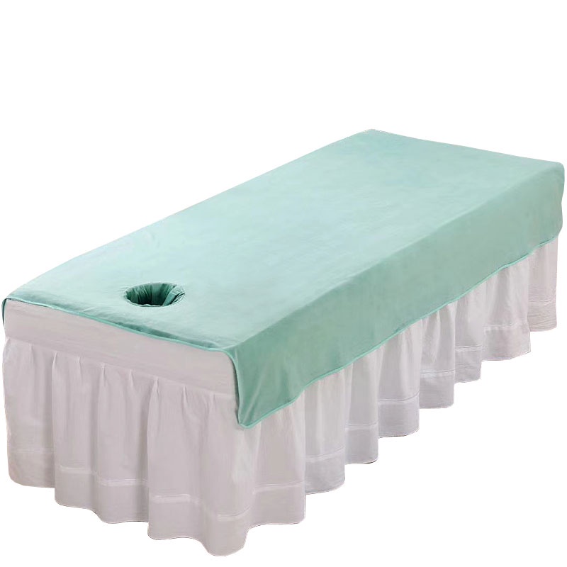 Ga Trải Giường Mát Xa SPA Vải Nhung San Hô Dày Mềm Mại Màu Trơn