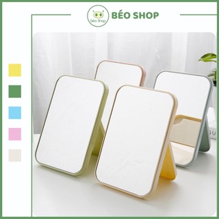 Gương trang điểm gấp gọn để bàn Béo shop bằng nhựa 1 mặt nhiều màu
