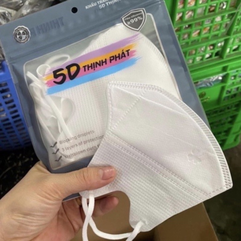 Túi 10 Khẩu trang 5D Mask Thịnh Phát kháng khuẩn, chống bụi mịn