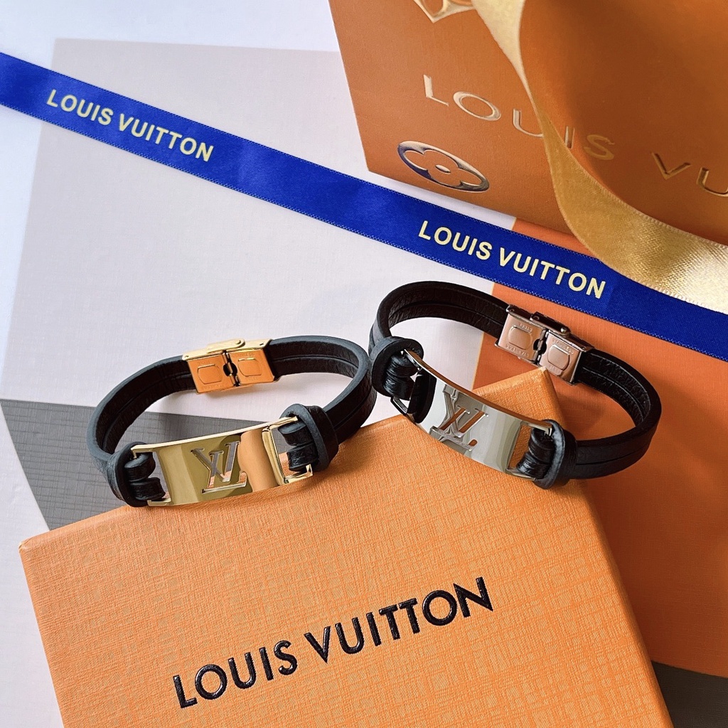 Vòng Tay Louis Vuitton Bằng Thép Titan Họa Tiết LV Monogram