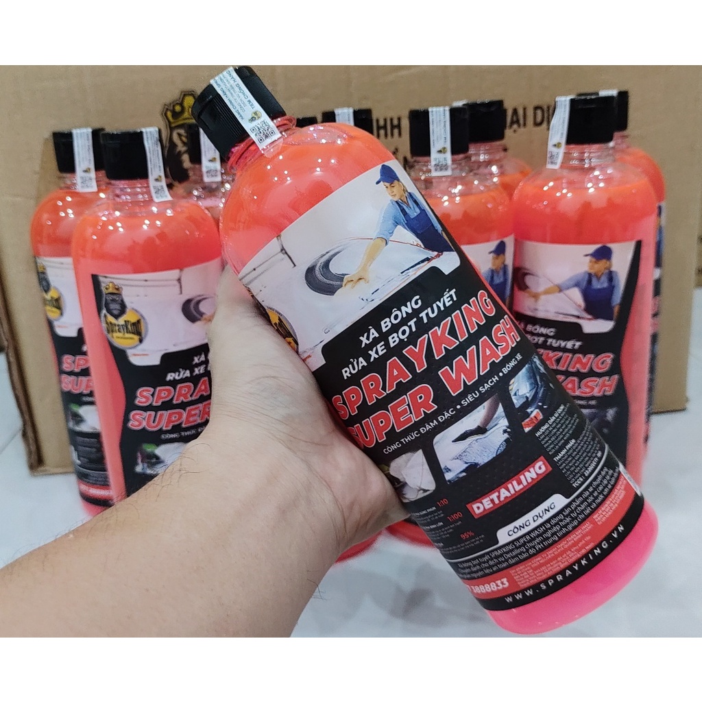 NƯỚC RỬA XE CHẠM / KHÔNG CHẠM SPRAYKING SUPER WASH 1L GIÚP XẾ IU SẠCH BÓNG, THƠM MÁT ĐẾN TỪNG NGÓC NGÁCH