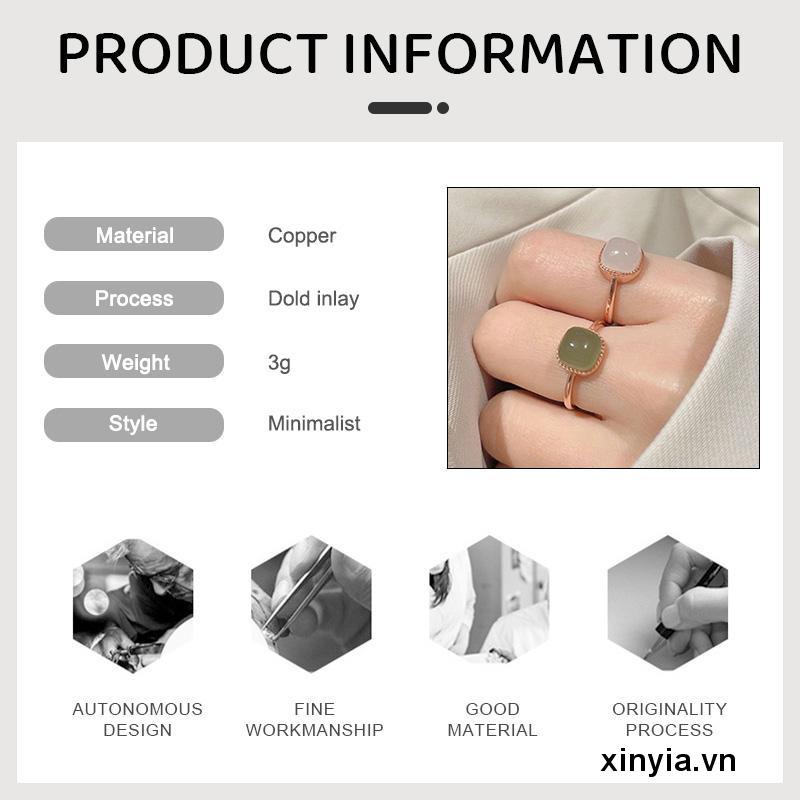 Nhẫn Nữ Đính Ngọc Bích Trắng Nhân Tạo Phong Cách Vintage