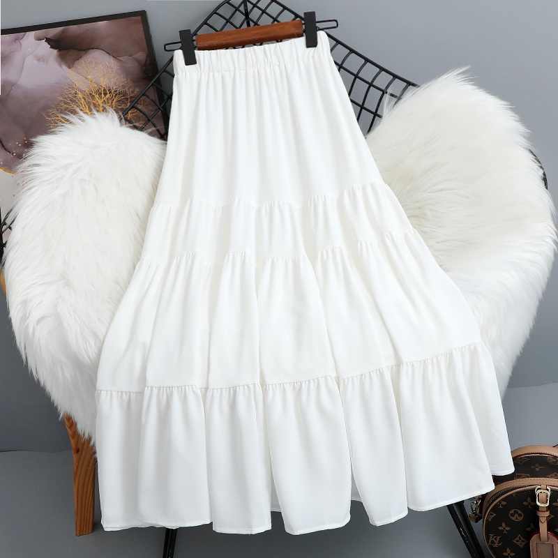 Chân váy suông form dài nhún tầng thời trang, dáng tiểu thư Vintage chất xịn, đẹp