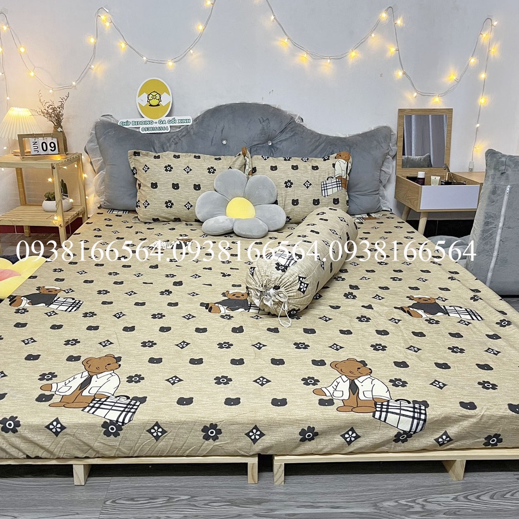 TRỌN BỘ COTTON POLY 5 MÓN CHĂN PHAO DÀY DẶN HÀNG VN GẤU ĐỘI NÓN - ĐỦ KÍCH THƯỚC