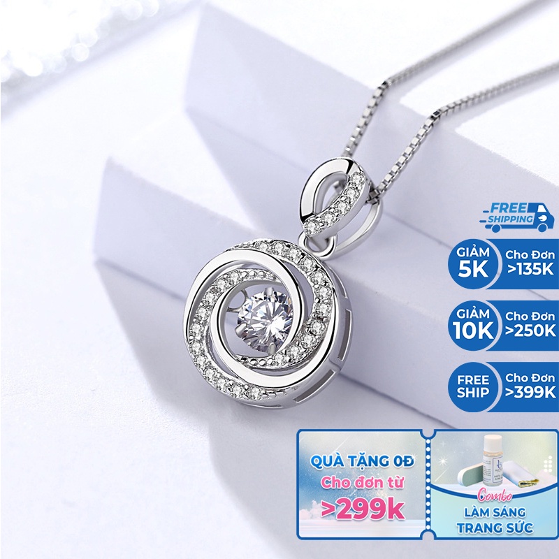 Dây chuyền nữ bạc 925 vòng xoáy mặt đính đá lấp lánh M1678 Bảo Ngọc Jewelry