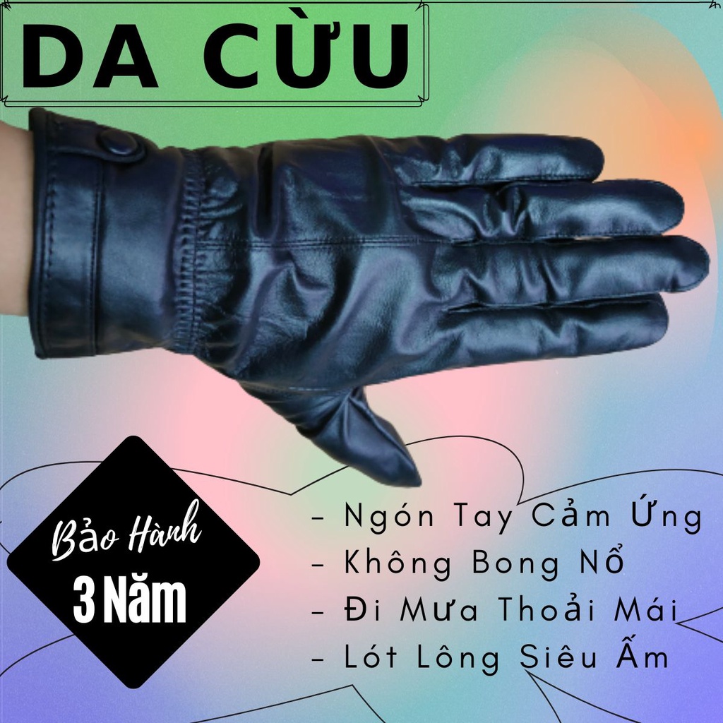 Găng Tay Da Cừu Nam Mỏng Nhẹ Lót Lông Cao Cấp Đi Mưa Thoải Mái, Dễ Lái Xe - Không Bong Nổ - Bảo Hành Da Thật 3 Năm M142