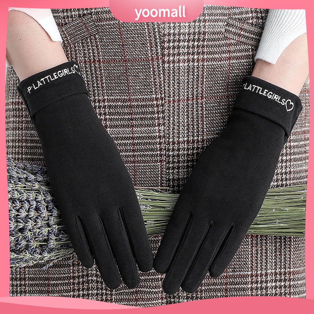 Găng Tay Lái Xe Dày Dặn Ấm Áp Có Thể Chạm Màn Hình Cảm Ứng Dành Cho Nữ
