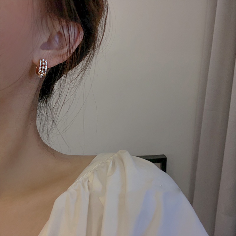 Bộ Khuyên Tai Kẹp Đính Kim Cương Ngọc Trai Không Cần Lỗ Xỏ Lỗ Màu Vàng / Bạc Chất Lượng Cao Làm Quà Tặng