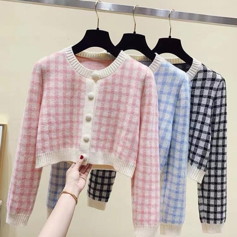 Bộ Áo Khoác Cardigan Dệt Kim + Quần Jeans Lưng Cao Thời Trang Phương Tây