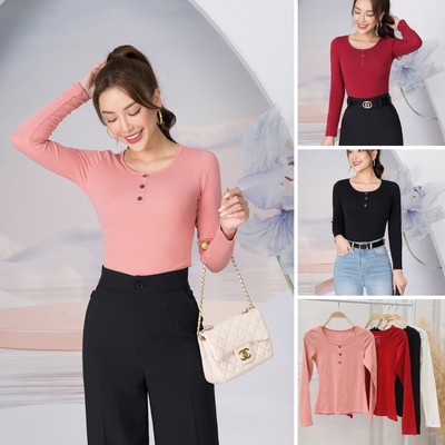 Áo thun nữ tay dài NA04 màu hồng đen đỏ Loza LT902160