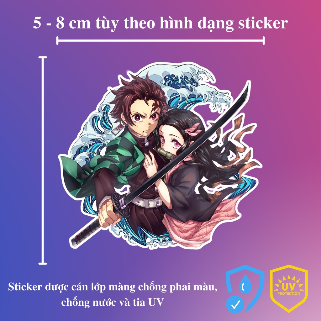 Sticker anime Kimetsu no Yaiba chống thấm nước,sticker sát quỷ đoàn,nhãn dán điện thoại,laptop - NB.001