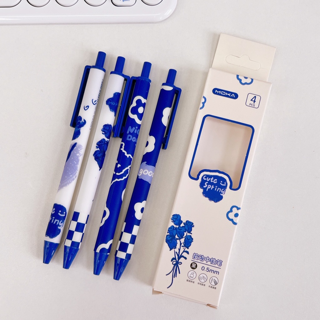 Bút bi Bút Gel Bút bi đen Bút mực 0,5mm 4 Gói Văn phòng phẩm Bút ký văn phòng