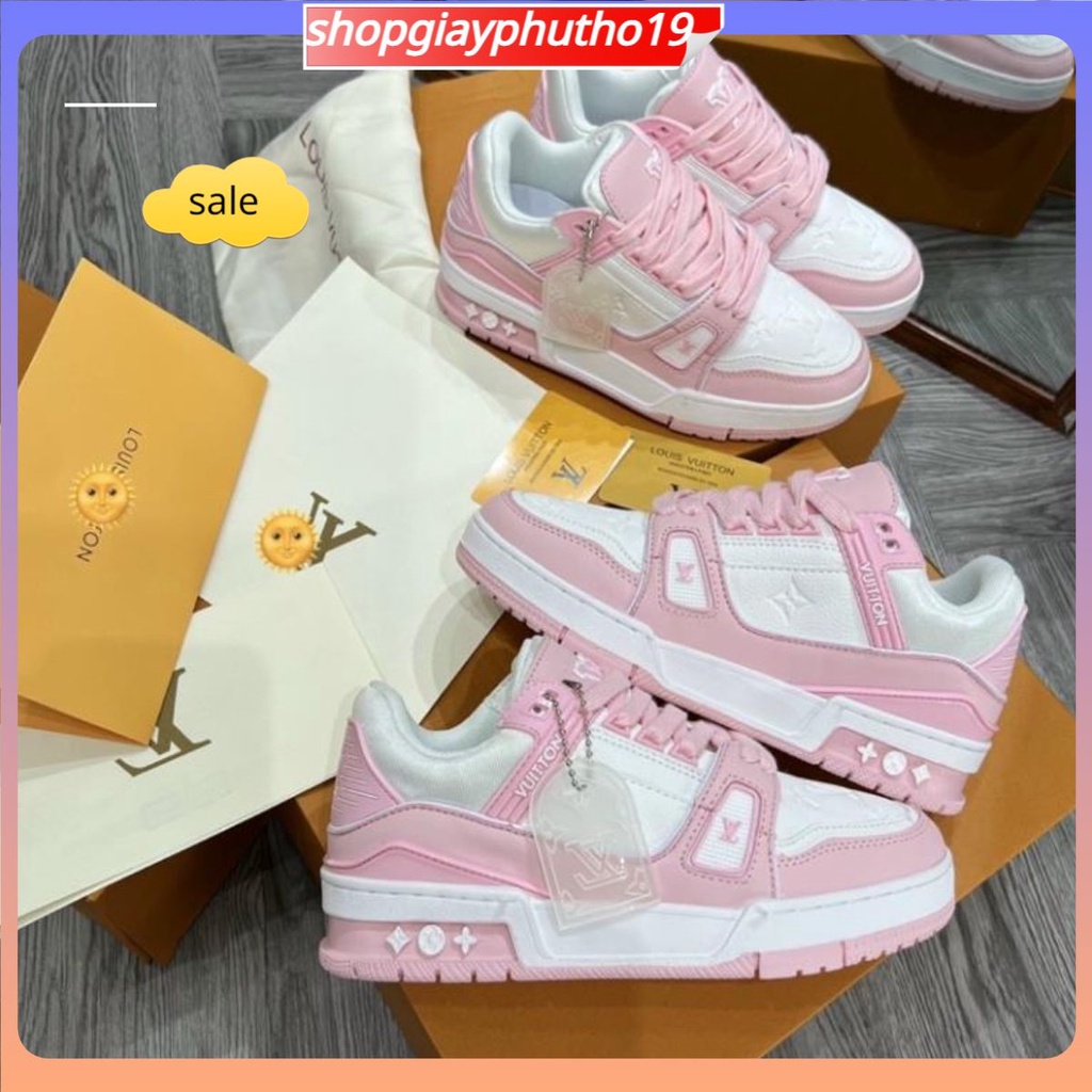 Giày sneaker LV Hồng Trắng, Giày Luôn Vui Tươi Màu Hồng Cao Cấp Tặng Full Box Bill