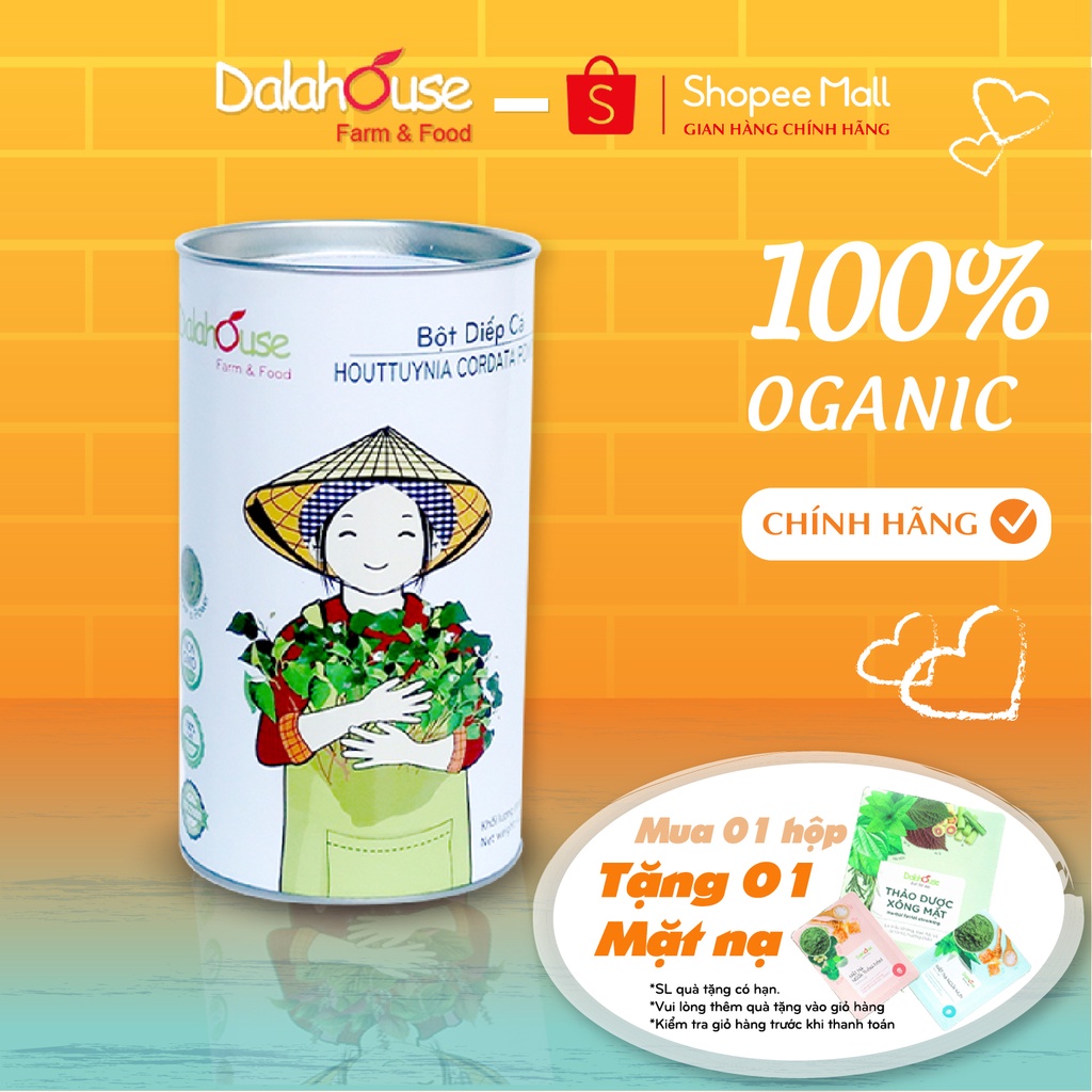 Bột Diếp Cá Dalahouse Lon 120g - Giảm Mỡ Giảm Cân, Lợi Tiểu, Giải Độc, Tăng Cường Sức Đề Kháng - Bột Rau Hữu Cơ Sấy Lạnh