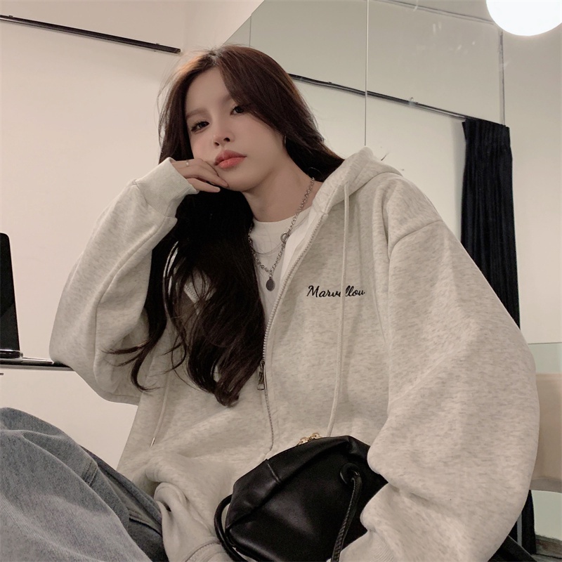 Áo Hoodie Dáng Rộng In Chữ Thời Trang Mùa Thu Mới Cho Nữ