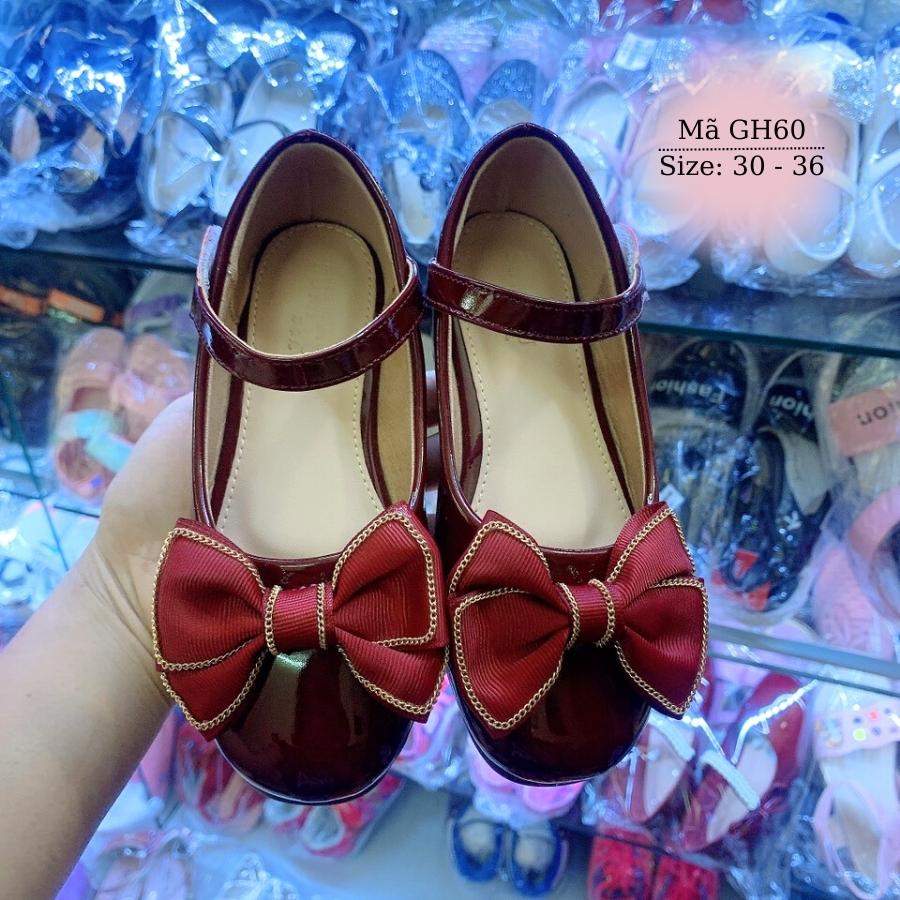 Giày búp bê đỏ gắn nơ duyên dáng và dễ thương cho bé gái 5 đến 12 tuổi phong cách Hàn Quốc GH60