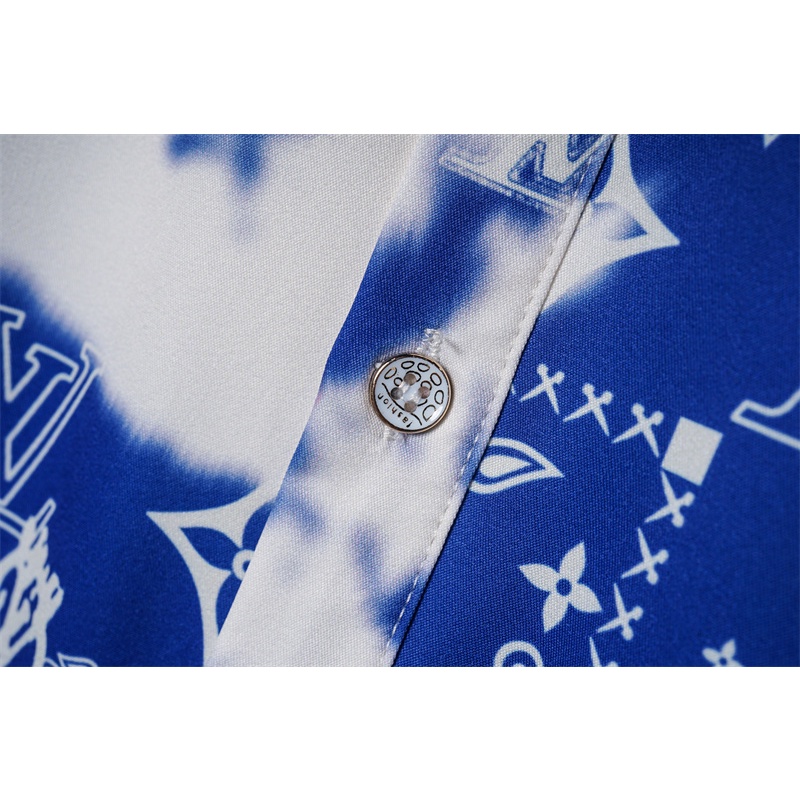 L &amp; V-Áo Sơ Mi In Biểu Tượng logo Biểu Tượng Thiết Kế Màu Nhuộm Mắt Thời Trang Đường Phố Cao Cấp Giản