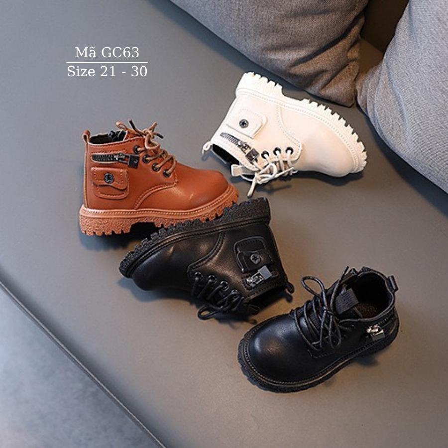 Boots bé trai bé gái màu đen giày cổ cao êm chân chống trơn thời trang cho trẻ em 1 - 5 tuổi phong cách Hàn Quốc GC63