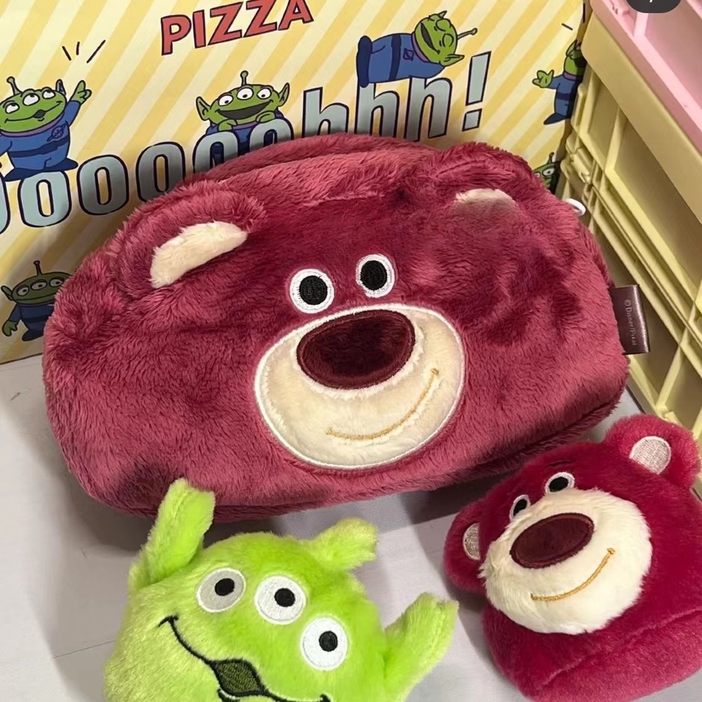 Túi Đựng Bút Mềm Mại Hai Mặt Sức Chứa Lớn Hình Chú Gấu / Dâu Tây Ba Mắt Dễ Thương Có Sẵn