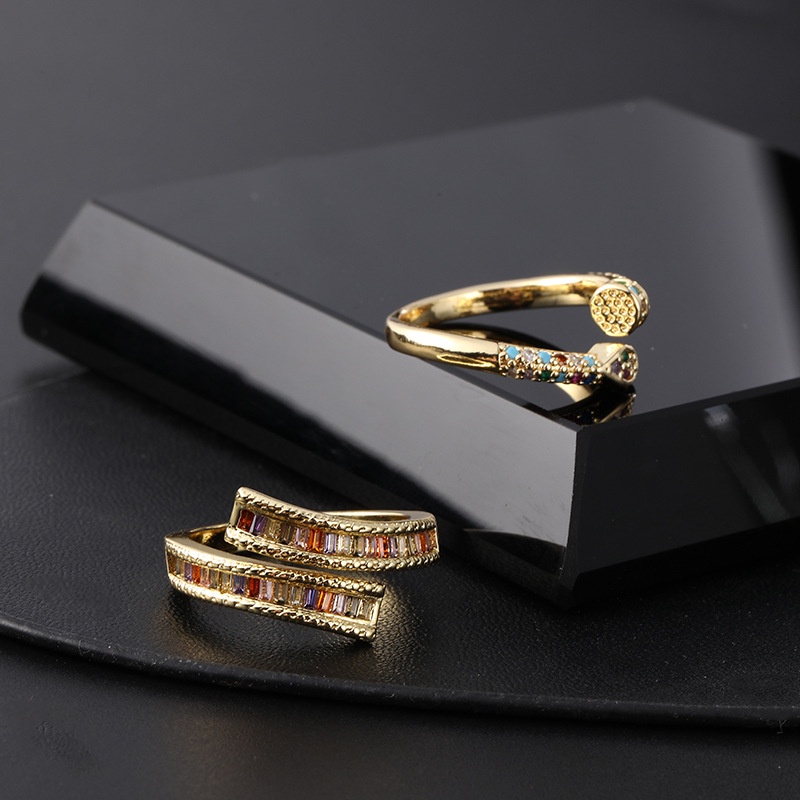 Nhẫn Hở Đính Đá zircon Thời Trang Âu Mỹ Cho Cặp Đôi