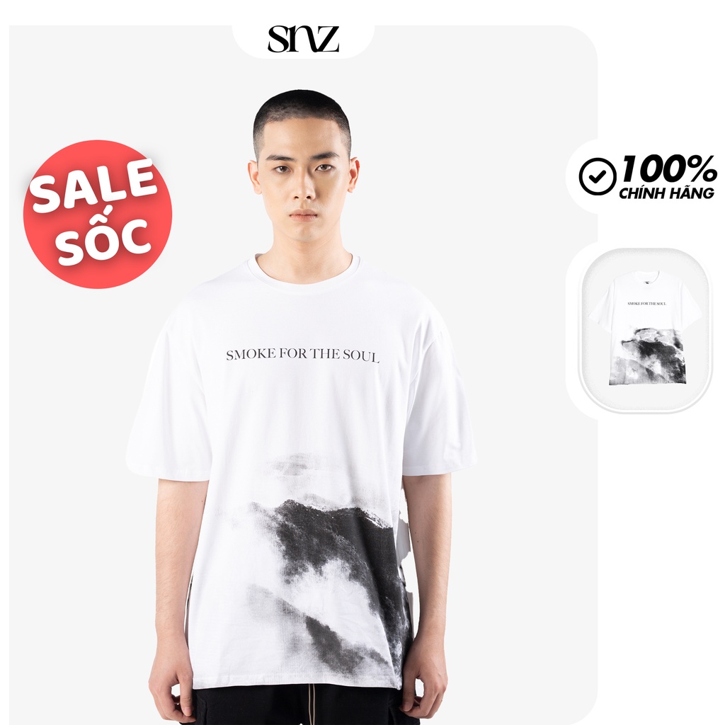 Áo Thun Tay Lỡ Snazzy Phông Unisex Nam Nữ Cotton Oversize Form Rộng Smoke