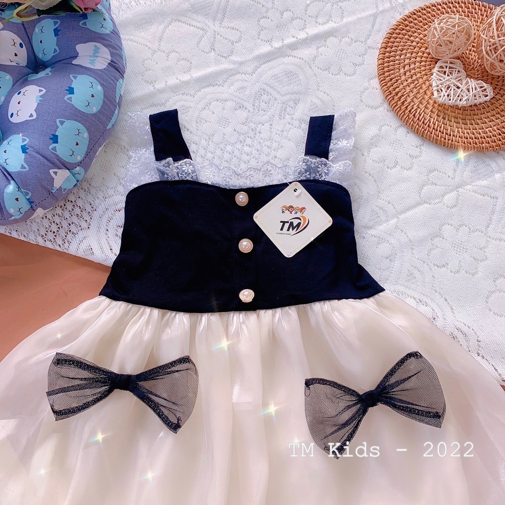 Váy 2 Dây Cho Bé Gái WOWKIDS Đầm Công Chúa Chất Liệu Tơ Óng Phối Cotton Sang Chảnh