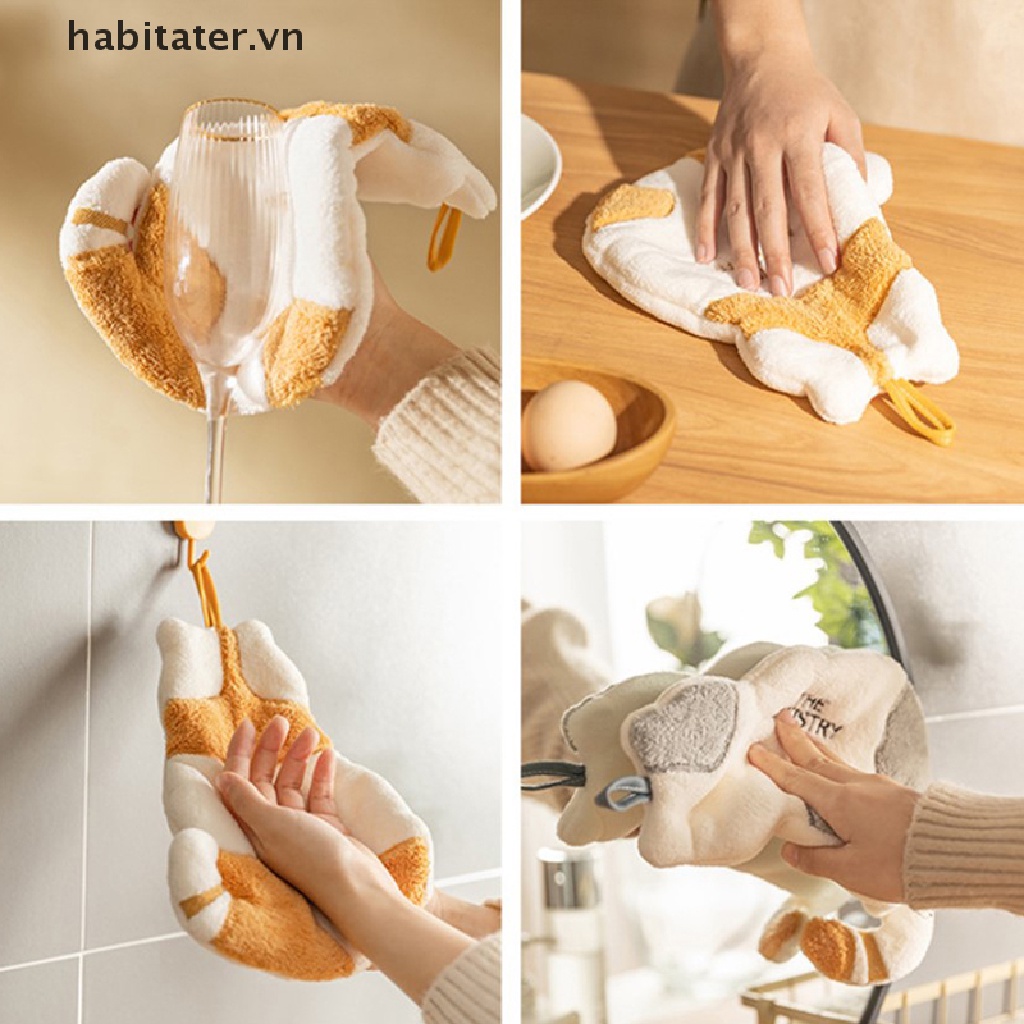 Khăn Lau Tay Vải Sợi Nhỏ Siêu Thấm Hình Mèo Dễ Thương Cho Nhà Bếp