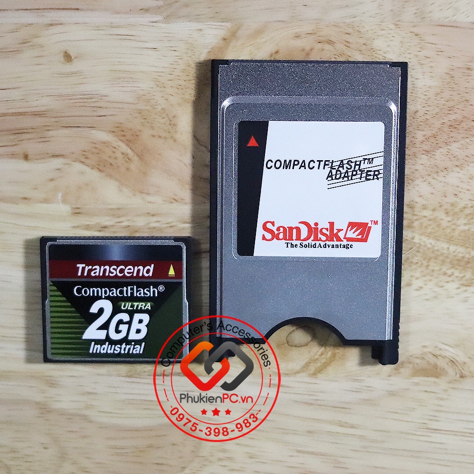 Thẻ nhớ Compact Flash CF card công nghiệp industrial Transcend 2GB chuyên dùng cho máy CNC, PLC, cơ khí chính xác