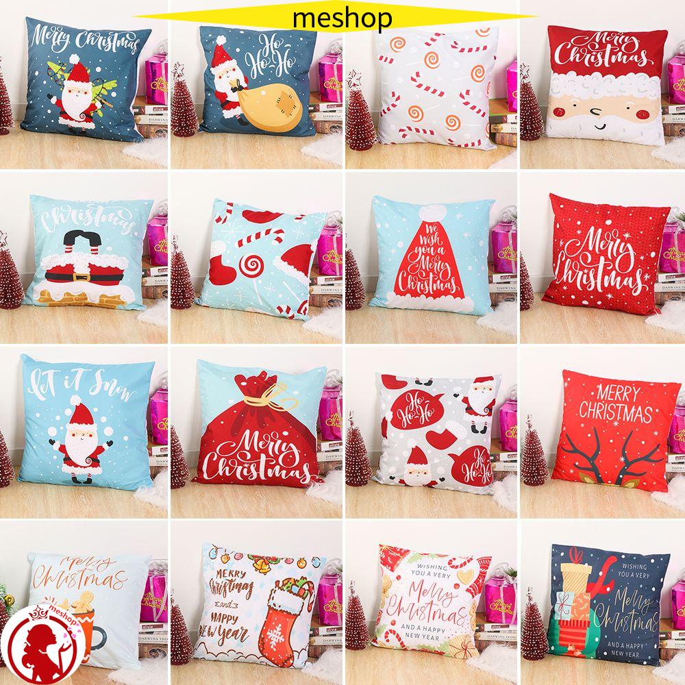 Vỏ Gối Tựa Lưng Ghế Sofa Hình Vuông 45X45CM In Họa Tiết Giáng Sinh Dễ Thương