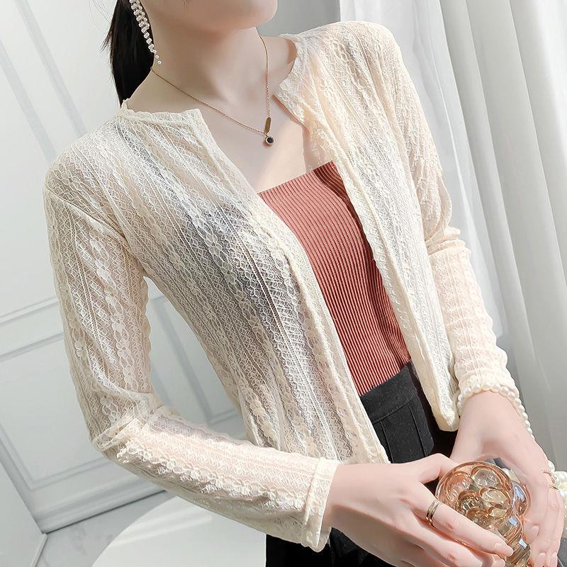 Áo Khoác Cardigan Ren Lưới Mỏng Tay Dài Chống Nắng Thời Trang Mùa Hè Cho Nữ