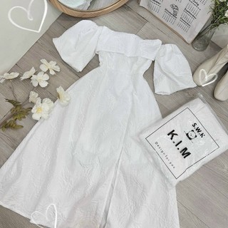 đầm gấm cúp ngực tay bồng