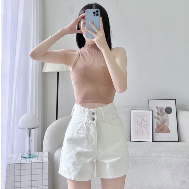 Quần đùi kaki nữ lưng cao hai nút siêu dễ thương SK1105