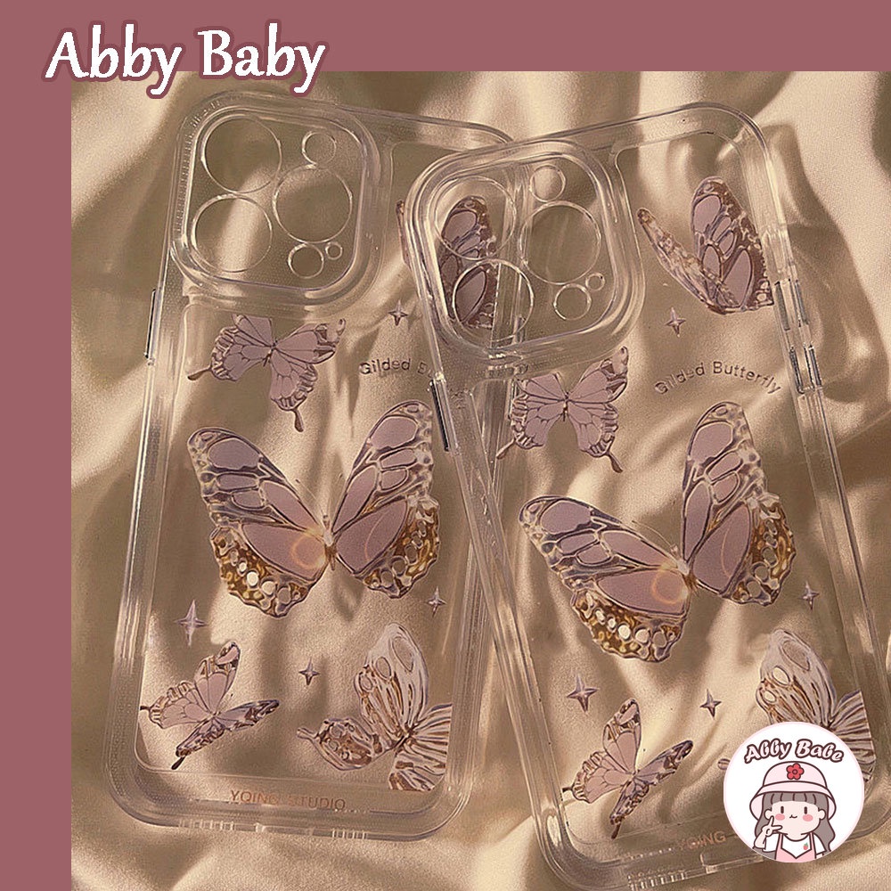 Ốp Điện Thoại TPU Mềm Trong Suốt Họa Tiết Bướm Hồng Cho Iphone 14 Pro Max 11 7Plus 13 12 11 Pro Max X XS XR