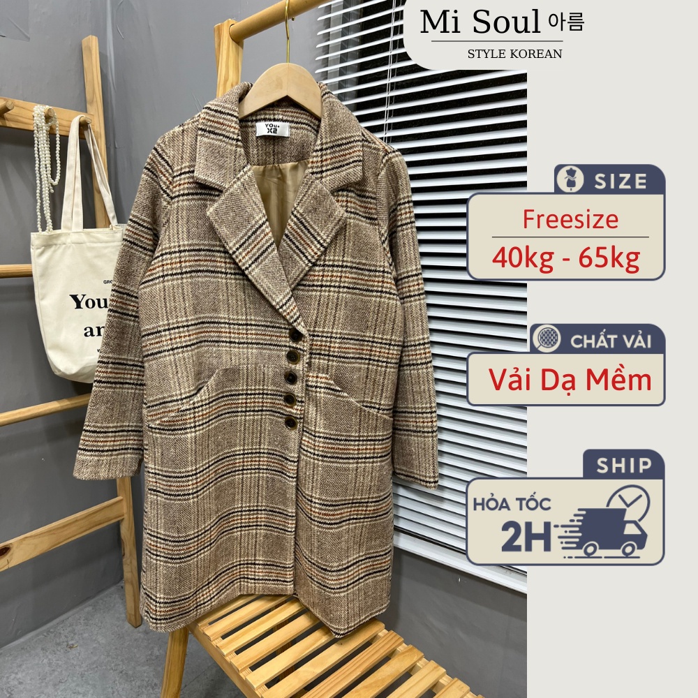 Áo khoác blazer dạ Misoul áo khoác dạ cổ vest 2 lớp dày dặn form rộng kiểu dáng hàn quốc