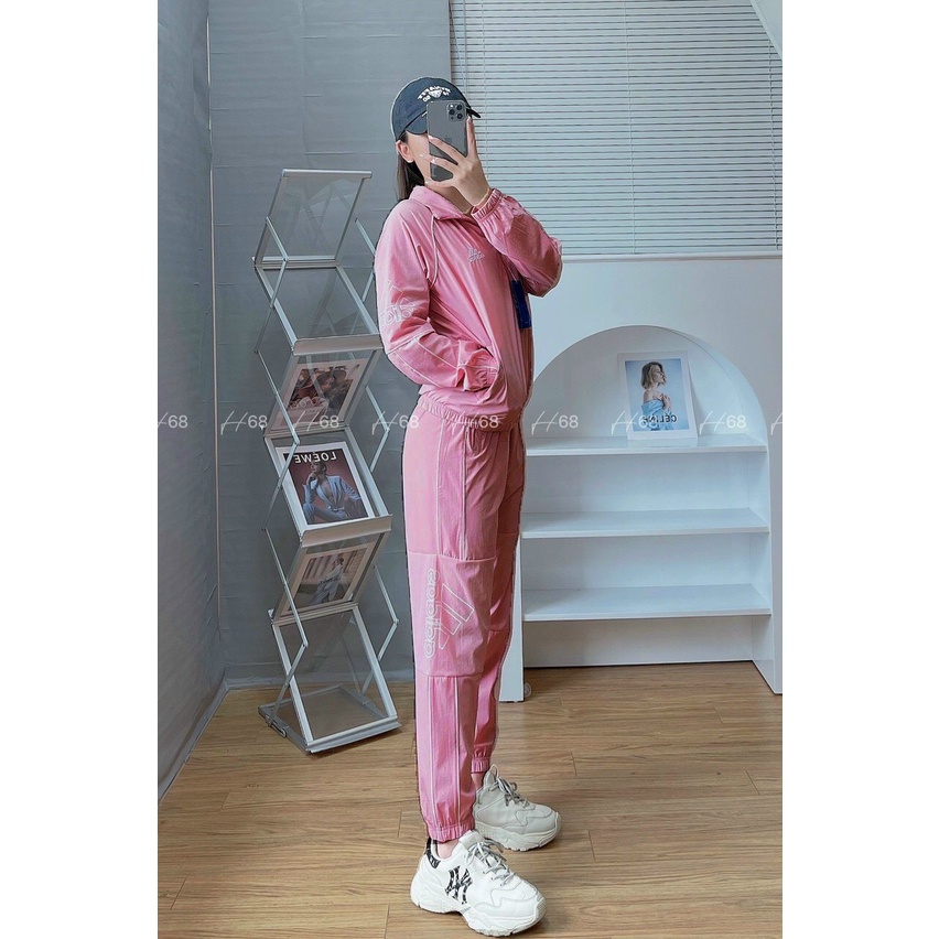 Bộ Áo Gió Thể Thao NỮ Logo thêu nổi, 2 Lớp siêu hot - Hàng Xuất Dư