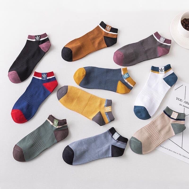 Set 5 Đôi Tất Ba Lá Nam,Nữ Cổ Ngắn🍀FREESHIP🍀Tất,Vớ Cổ Thấp Unisex Chất Liệu Cotton