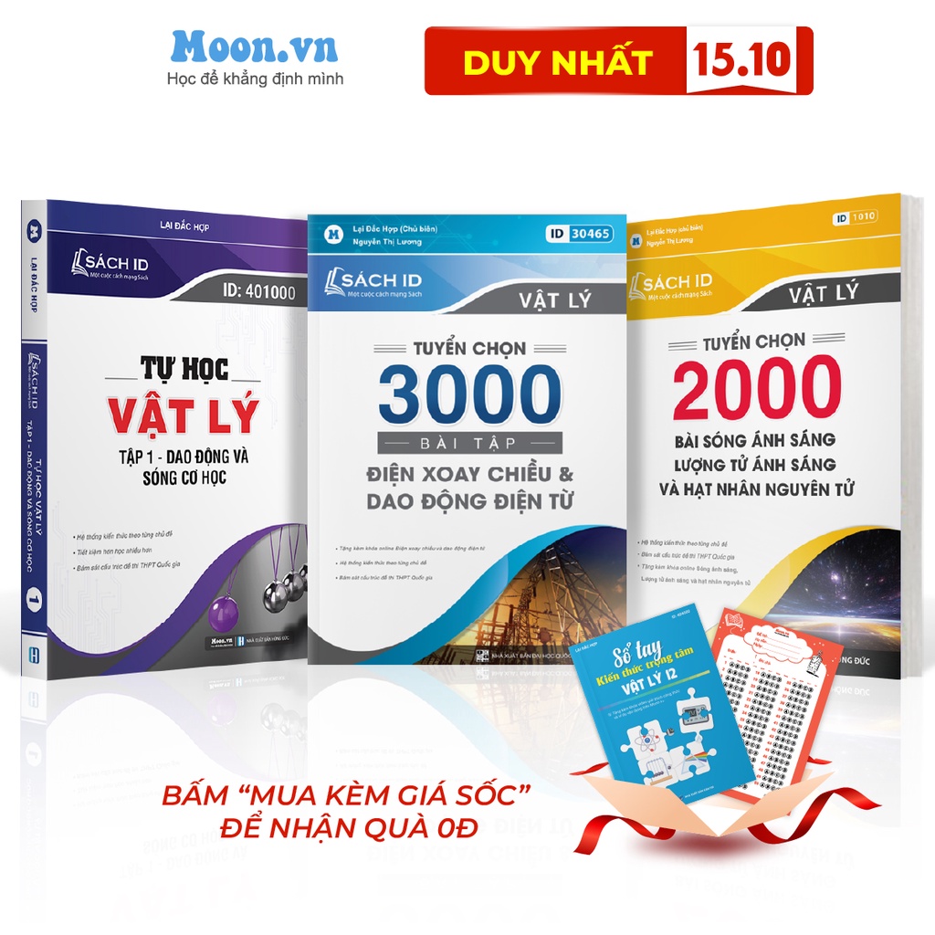 Combo 03 Sách ID ôn thi THPT Quốc gia 2021 môn Vật Lý lớp 12 theo chủ đề Moonbook