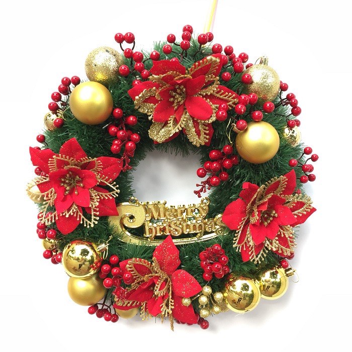 Vòng Hoa Trang Trí Noel D68 size 40cm Vòng Nguyệt Quế Giáng Sinh