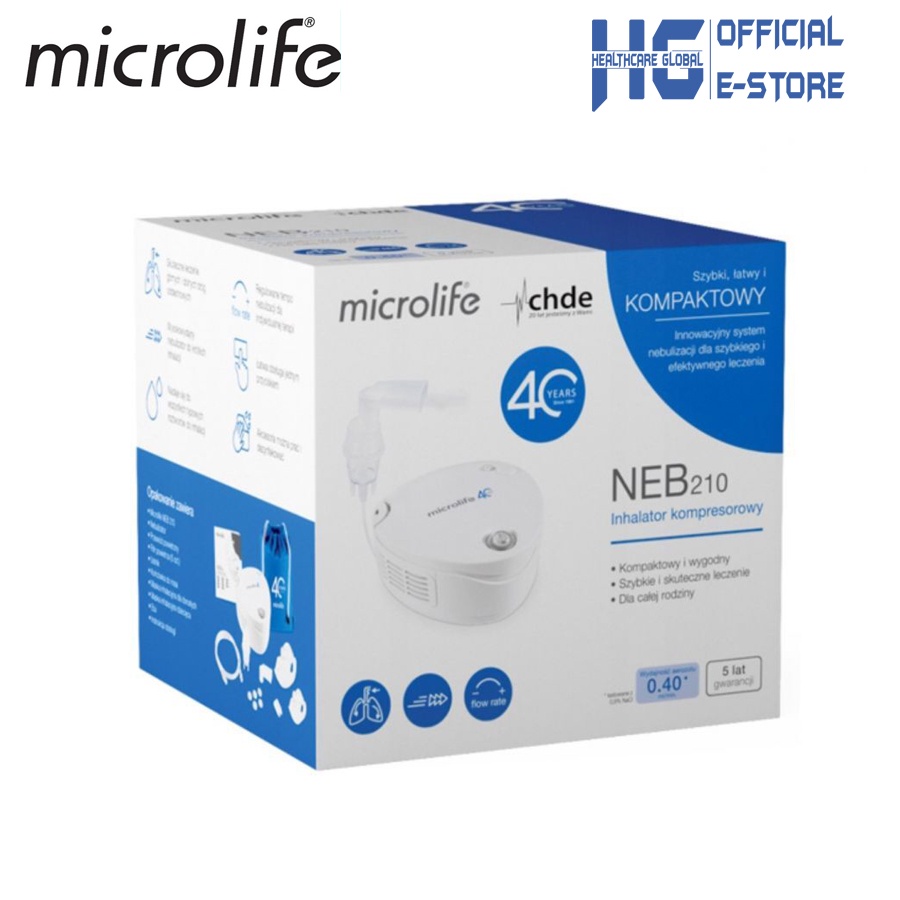 Máy Xông Khí Dung , Xông Mũi Họng Microlife NEB210 | Kích Thước Hạt Xương Siêu Nhỏ Và Mịn - Điều Chỉnh Tốc Độ Xông