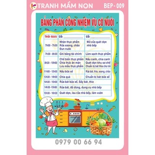 Trang trí nhà bếp mầm non - decal bảng phân công cô nuôi -bep-009
