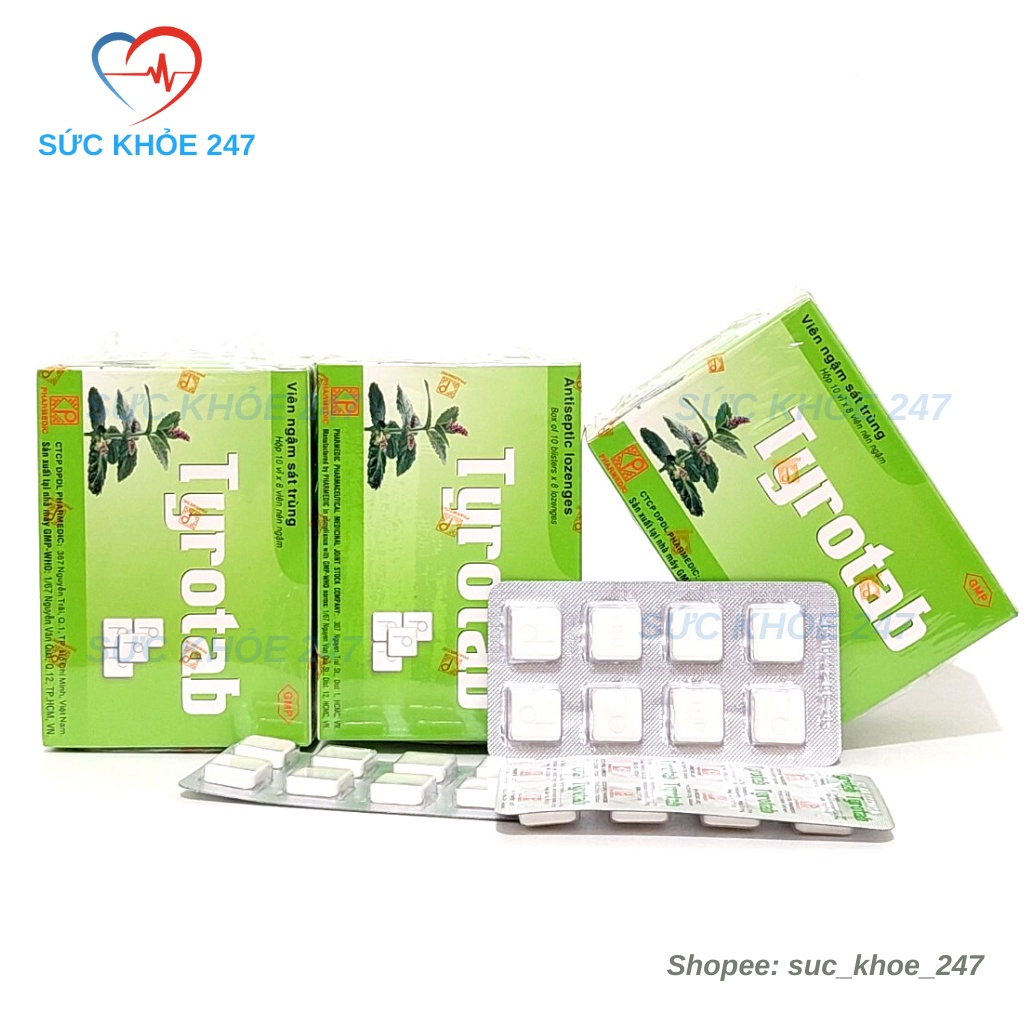 Tyrotad - Viên Ngậm Sát Trùng Họng Tyrotab Hộp 10 Vỉ x 8 Viên
