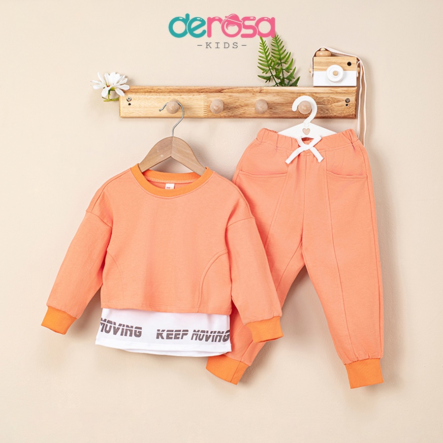 Bộ quần áo thu đông dài tay cho bé gái DEROSA KIDS 2-6 tuổi AWKDZ602B