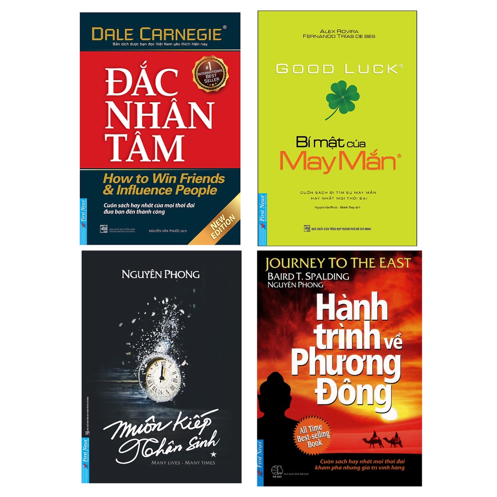Sách Combo 4 Cuốn Khổ Nhỏ: Đắc Nhân Tâm + Bí Mật Của May Mắn + Muôn Kiếp Nhân Sinh + Hành Trình Về Phương Đông