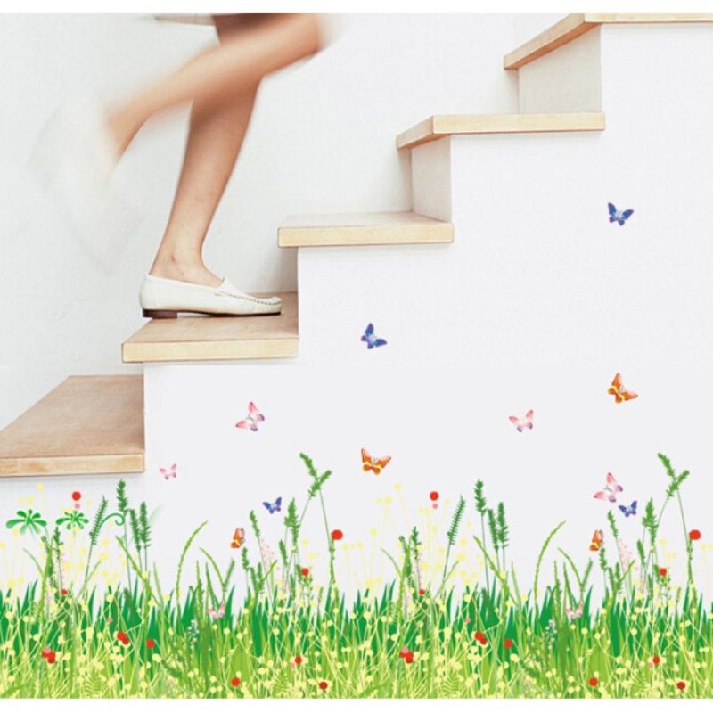 Tranh decal, decal dán chân tường hoa, cá heo trang trí phòng cho bé kích thước sau khi dán từ 1m đến 1.3m tùy mẫu