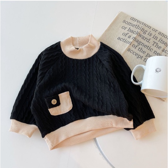 Áo len dài tay cao cổ phong cách Hàn Quốc ALG-BE KOREA cho bé trai bé gái size 7-25kg