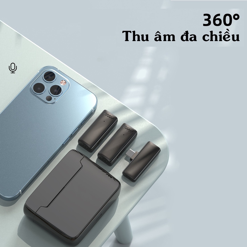 Micro Thu Âm Không Dây D68 HD Design Có Dock Sạc - Khử Tiếng Ồn - Phù hợp livetream -Quay video - Ghi âm- cho điện thoại